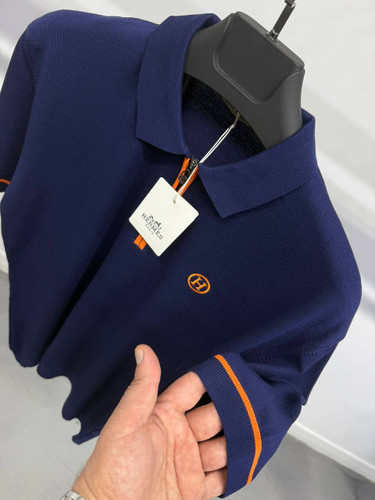 تیشرت سورمه ای یقه دار HERMES مستر کوالیتی